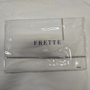 Frette King Sheet Set 4-Piece | White / Sepia | 100% Cotton | New